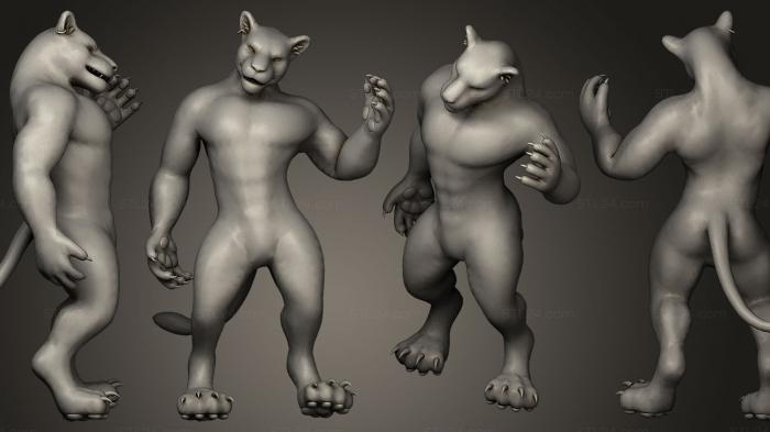 Figurines heroes, monsters and demons (Black Jaguar, STKM_0137) 3D models for cnc